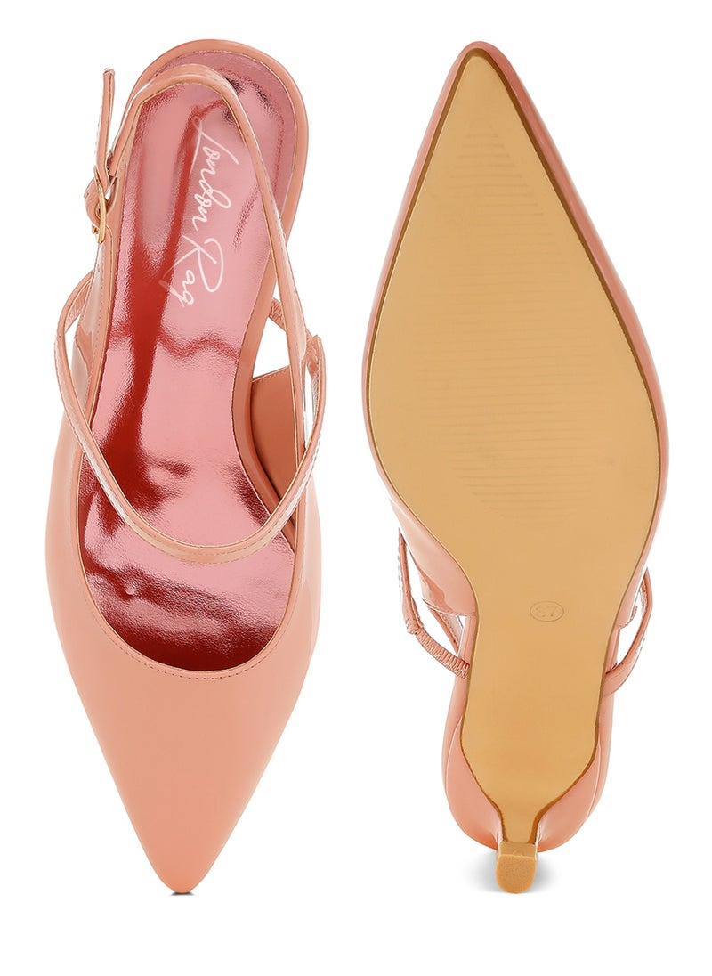 Kitten Heel Slingback Sandals in Pink