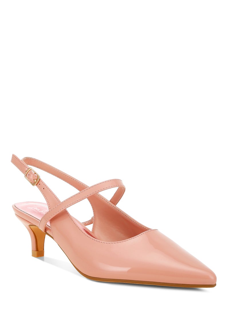 Kitten Heel Slingback Sandals in Pink