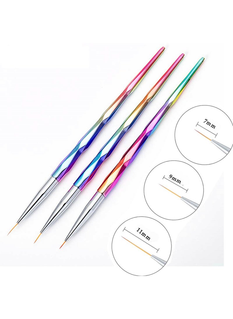 Nail Art Line Pens 3-Pc Set Colorful Plating 3 Pack