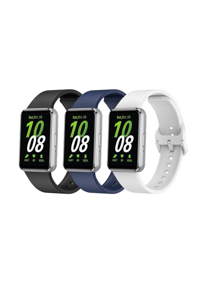 Compatible for Samsung Galaxy FIT 3 Watch Band, Silicone Breathable Quick Release Watch Strap Accessories for Samsung Galaxy FIT 3 SM-R390 Smartwatch, Black+Blue+White