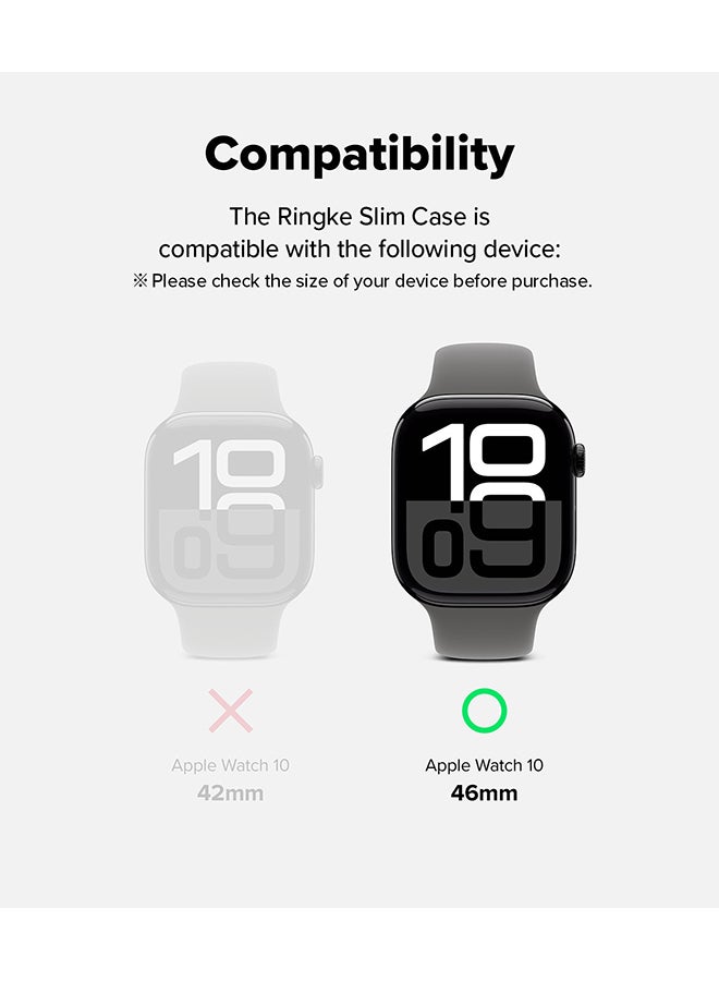 Slim Case For Apple Watch 10 46mm, Bezel Frame Only Hard Polycarbonate Thin Cover- Clear + Dark Gray Multicolour