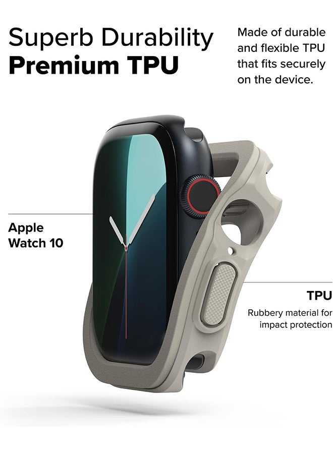 Air Sports For Apple Watch 10 42mm Case Thin Soft Flexible Rugged TPU Raised Bezel Frame Shockproof Protective Button Cover - Warm Gray