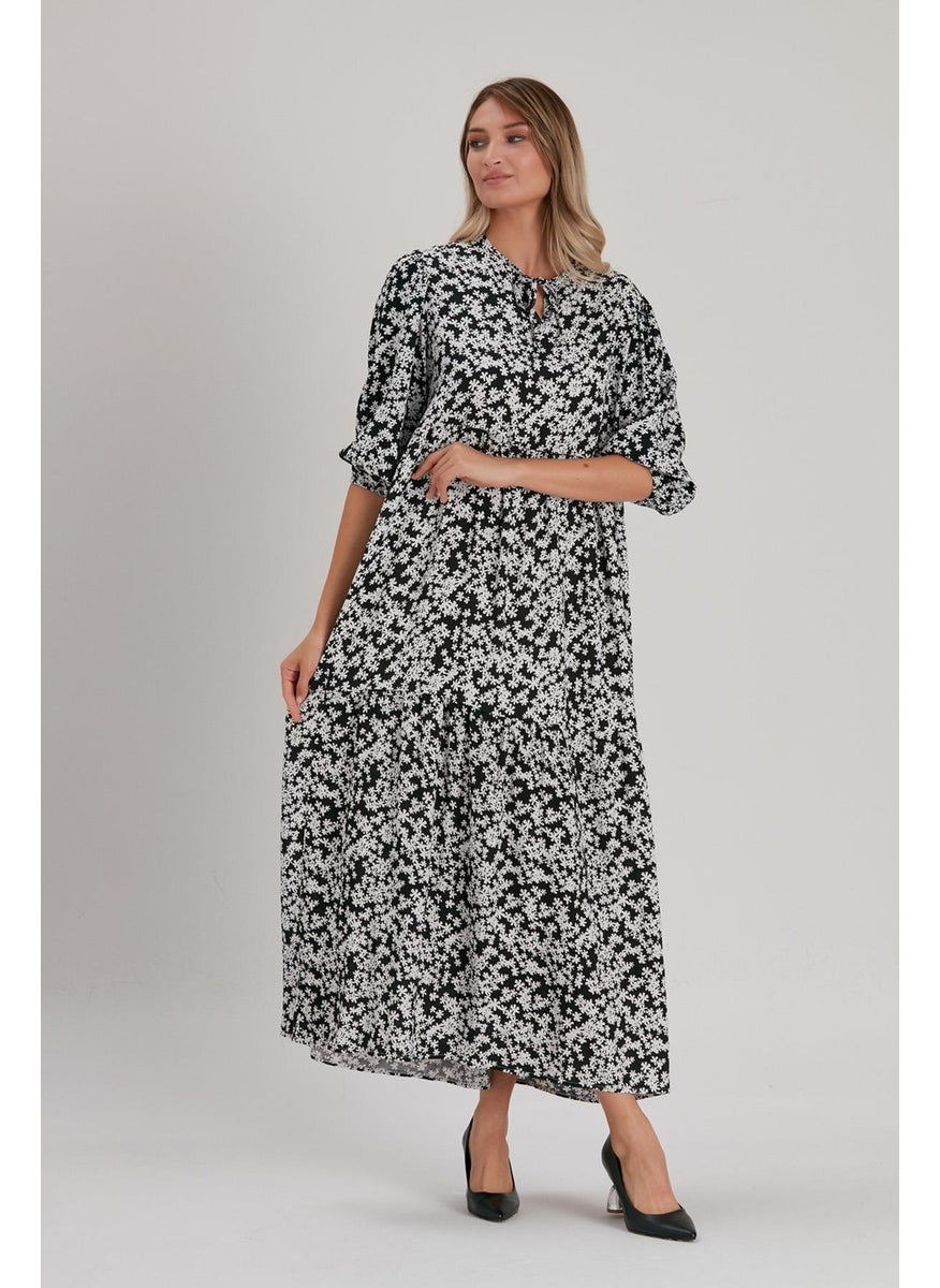 Alexandergardı Tie Neck Patterned Long Dress (B21-48400)