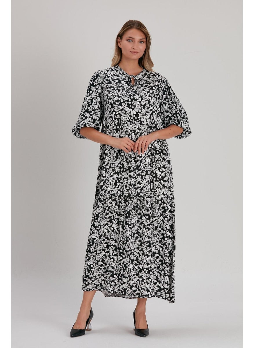 Alexandergardı Tie Neck Patterned Long Dress (B21-48400)