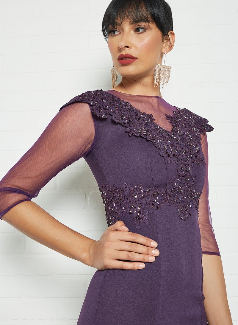 Lace Detail Dress Purple