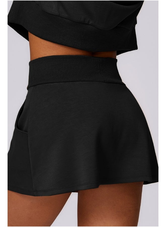 KAWN YOGA Womens High Waist Contour Seamless Workout Sport Yoga Skirt Tummy Control With Pockets.