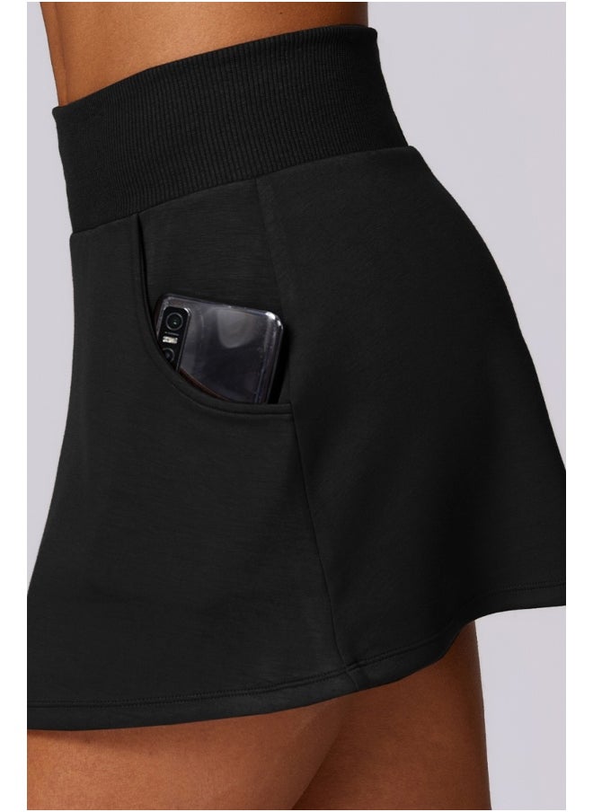 KAWN YOGA Womens High Waist Contour Seamless Workout Sport Yoga Skirt Tummy Control With Pockets.