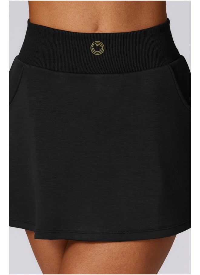 KAWN YOGA Womens High Waist Contour Seamless Workout Sport Yoga Skirt Tummy Control With Pockets.