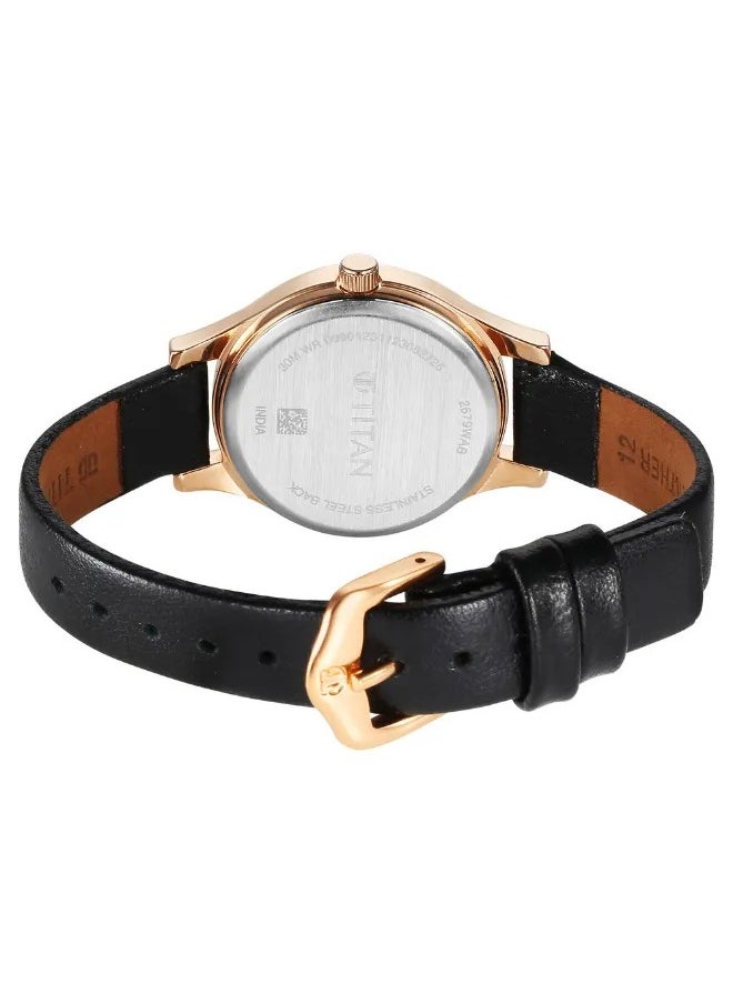 Women's Analog Round Shape Leather Wrist Watch - 2679WL01 -  Mm