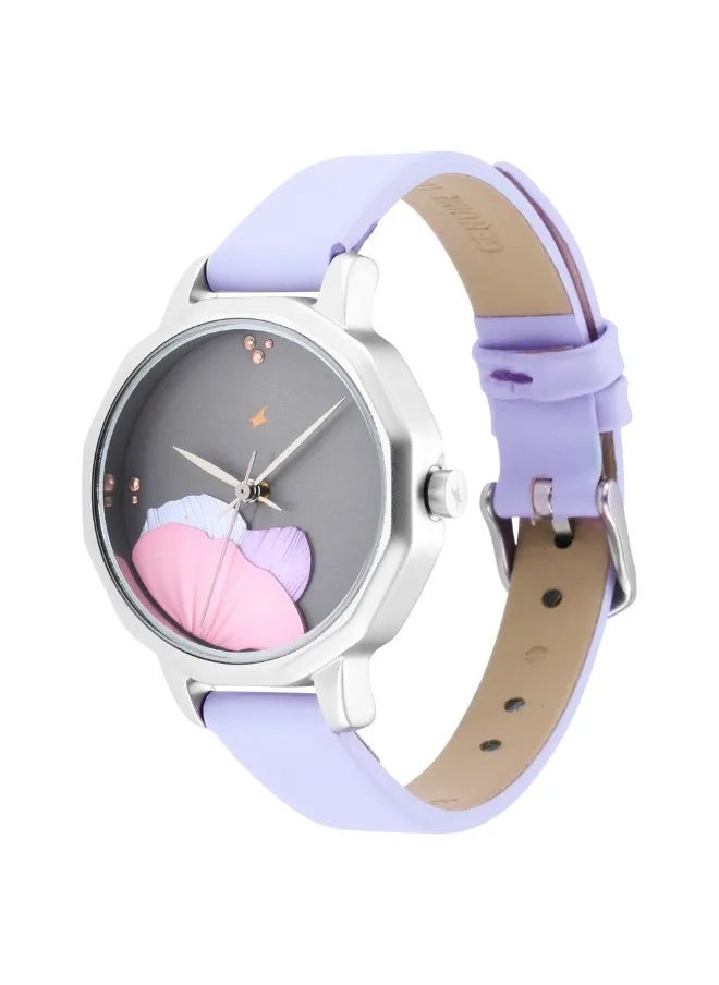Women's Analog Round Shape Leather Wrist Watch - 6259SL01 - 39.6 Mm