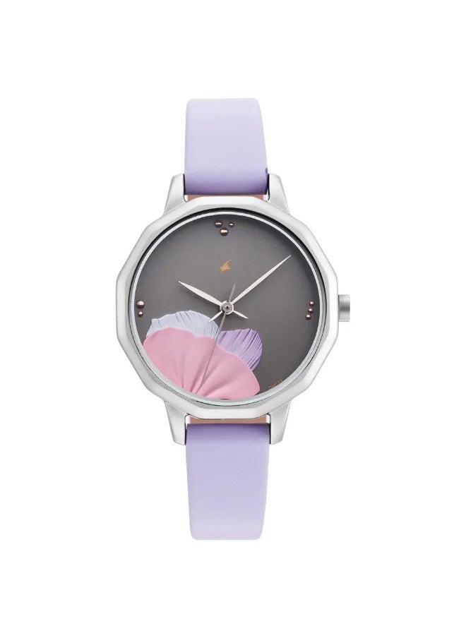 Women's Analog Round Shape Leather Wrist Watch - 6259SL01 - 39.6 Mm