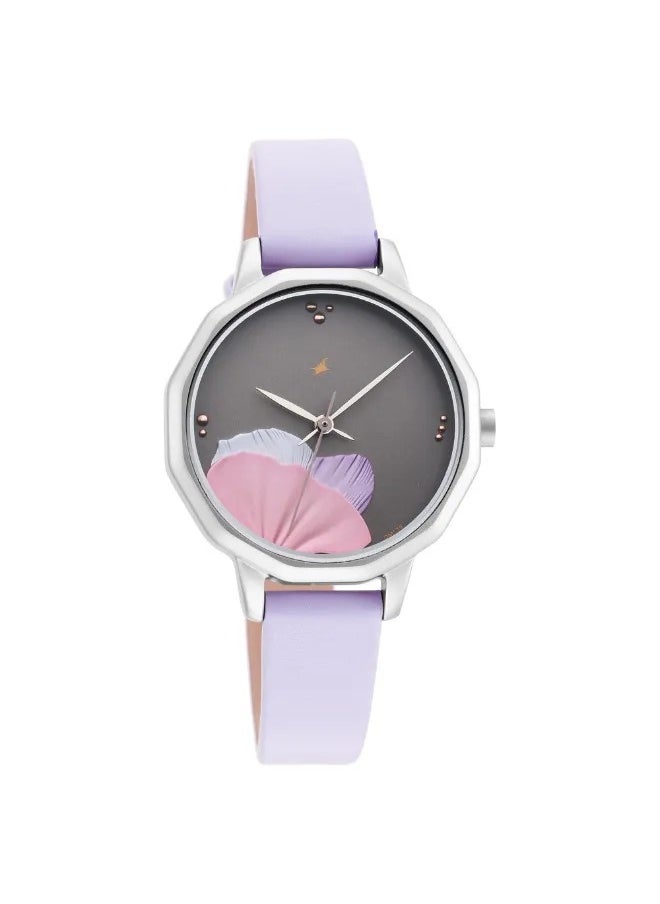 Women's Analog Round Shape Leather Wrist Watch - 6259SL01 - 39.6 Mm