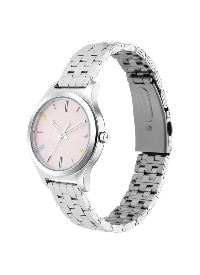 Women's Analog Round Shape Metal Wrist Watch - 6152SM04 - 40 Mm