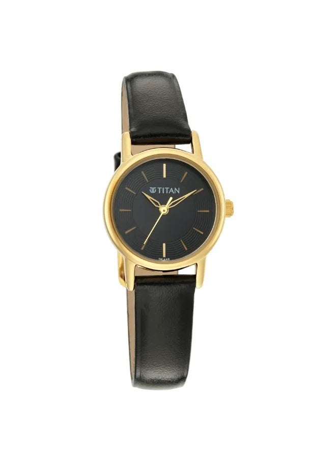 Women's Analog Round Shape Leather Wrist Watch - 2593YL03 - 31 Mm