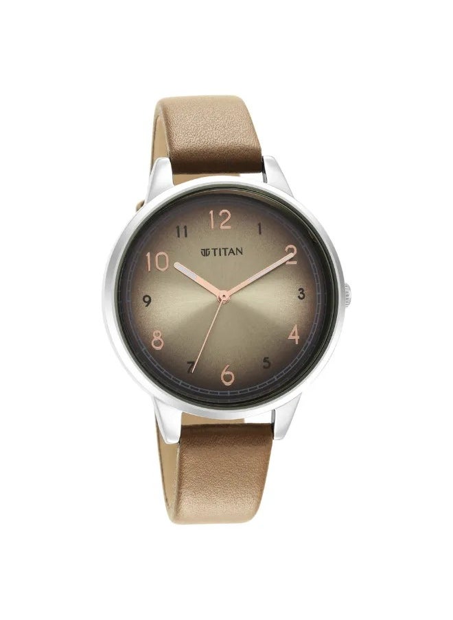 Women's Analog Round Shape Leather Wrist Watch - 2648SL06 - 43.5 Mm