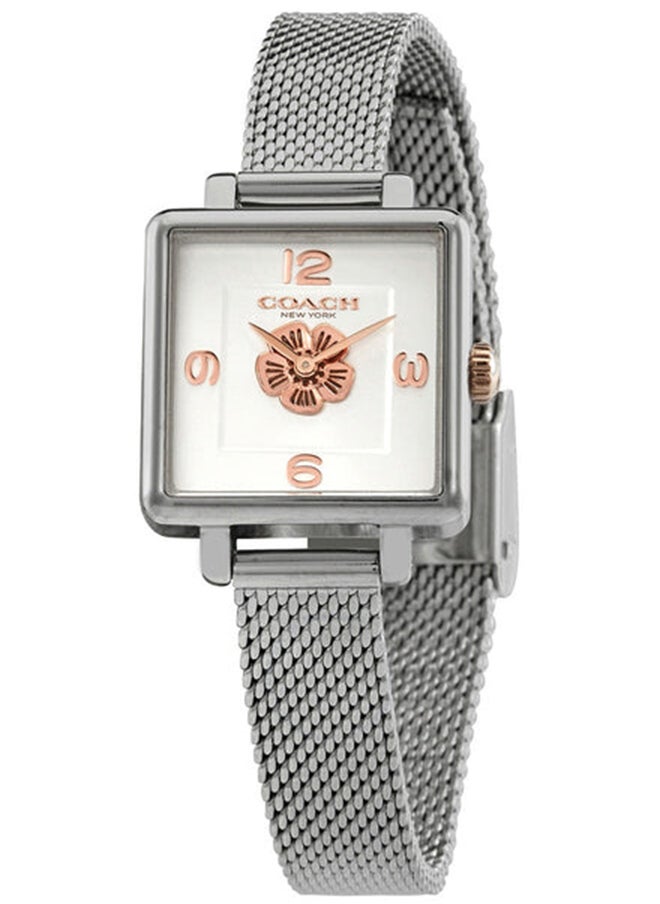 COACH RECTANGLE ANALOG WOMEN'S SILVER WHITE CASE WATCH - 14503697