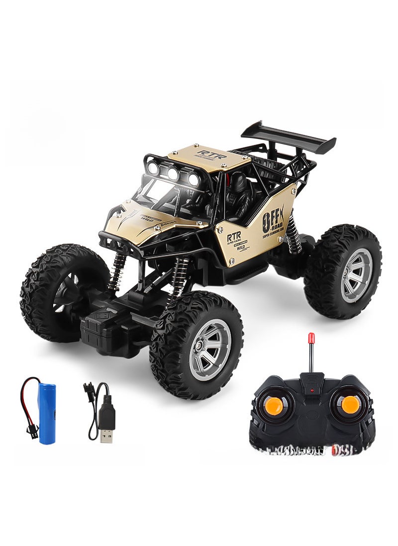 Cross-border 1:20 remote control off-road alloy climbing car lights children Bigfoot four-way climbing car toy model Alloy-Gold