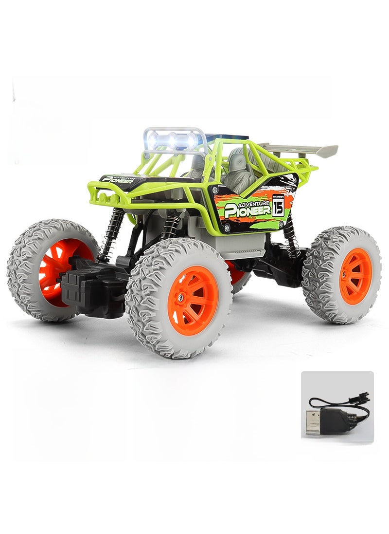 Cross-border 1:20 remote control off-road alloy climbing car lights children Bigfoot four-way climbing car toy model Plastic-Green