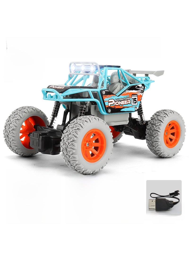 Cross-border 1:20 remote control off-road alloy climbing car lights children Bigfoot four-way climbing car toy model Plastic-Blue