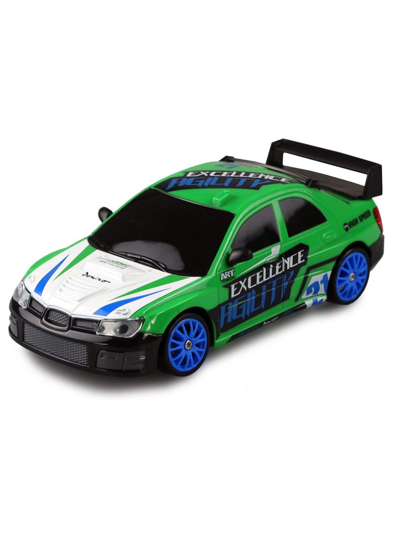 High-Speed 4WD Subaru Impreza RC Drift Car with LED Lights & Drifting Tires – 1:24 (Green)