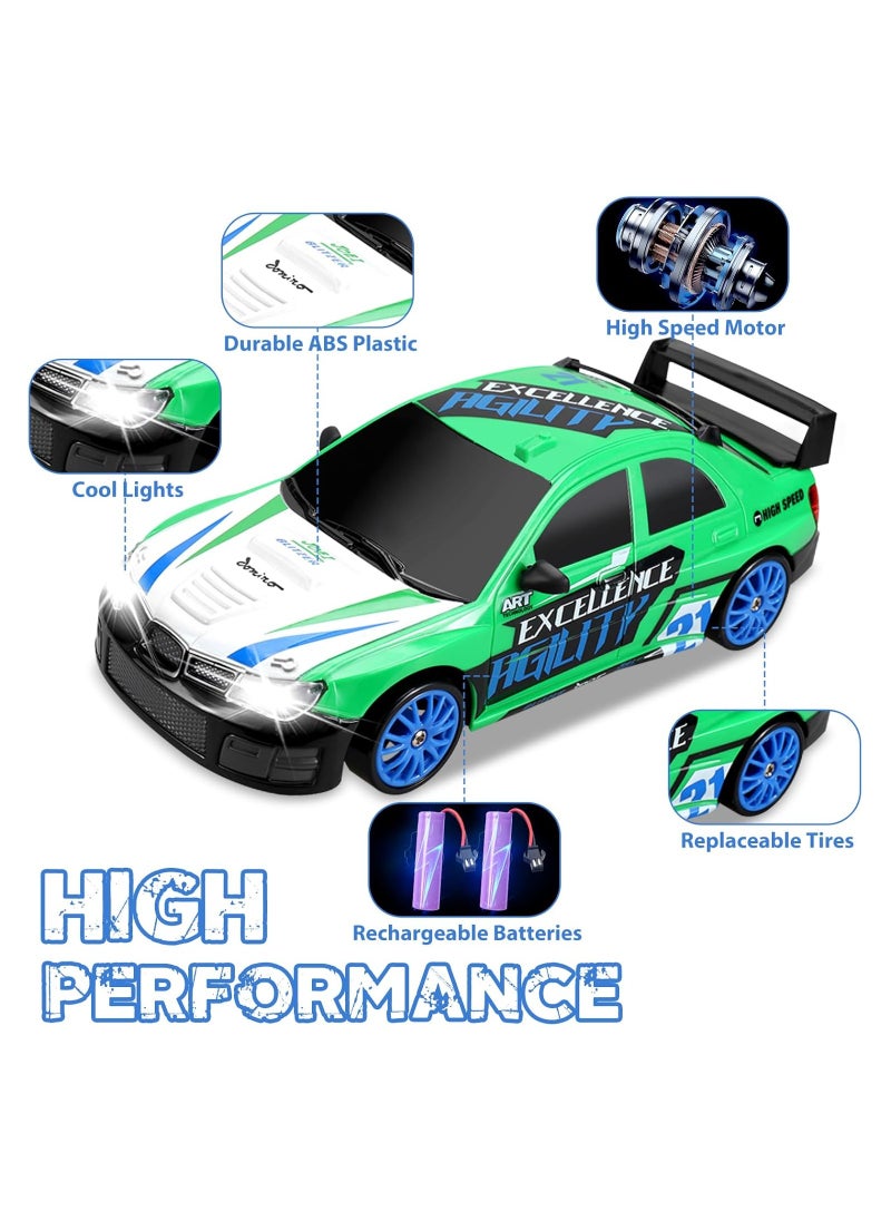 High-Speed 4WD Subaru Impreza RC Drift Car with LED Lights & Drifting Tires – 1:24 (Green)