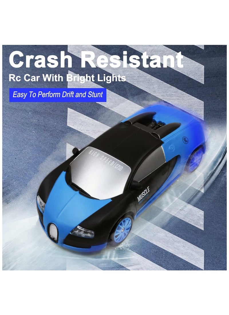 High-Speed 4WD Bugatti Veyron RC Drift Car with LED Lights & Drifting Tires – 1:24 (Blue)