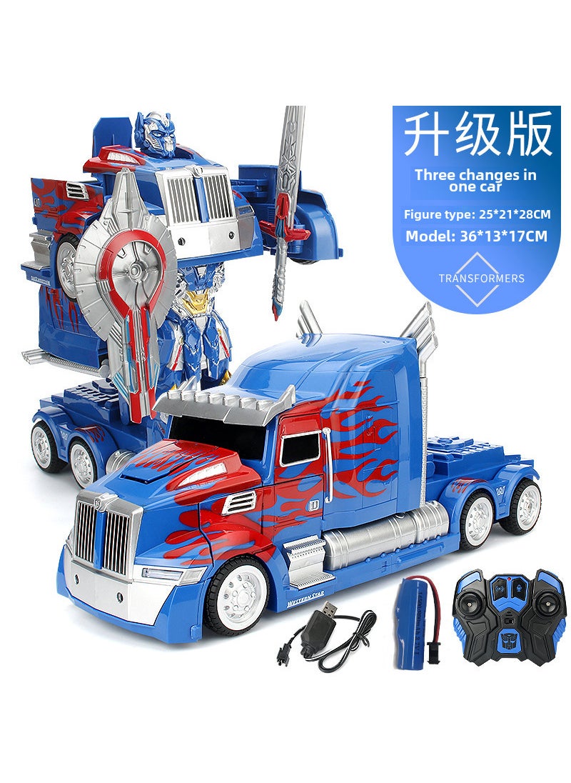 New Qida Transformers Oversized Optimus Prime Bumblebee Remote Control Car Car Robot Model Toy Car Optimus Prime (Remote Control + gesture + Voice) +1 rechargeable battery