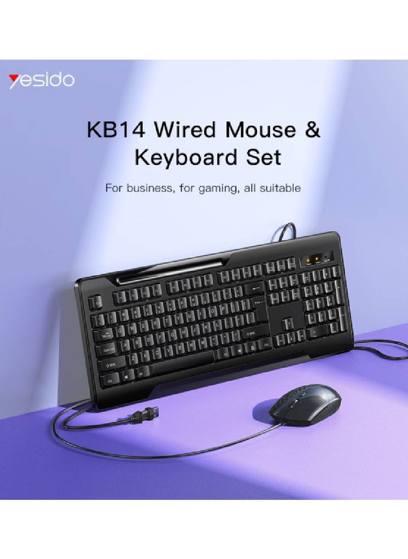 KB14 High Quality Wired cable connection mechanical keyboard and mouse set