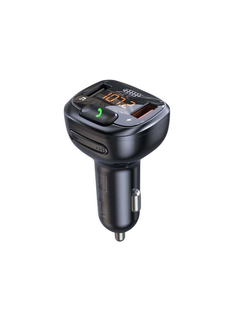 Bluetooth FM Transmitter with QC 3.0, Flash Drive Input, LCD Screen and Microphone, SmarTune-4