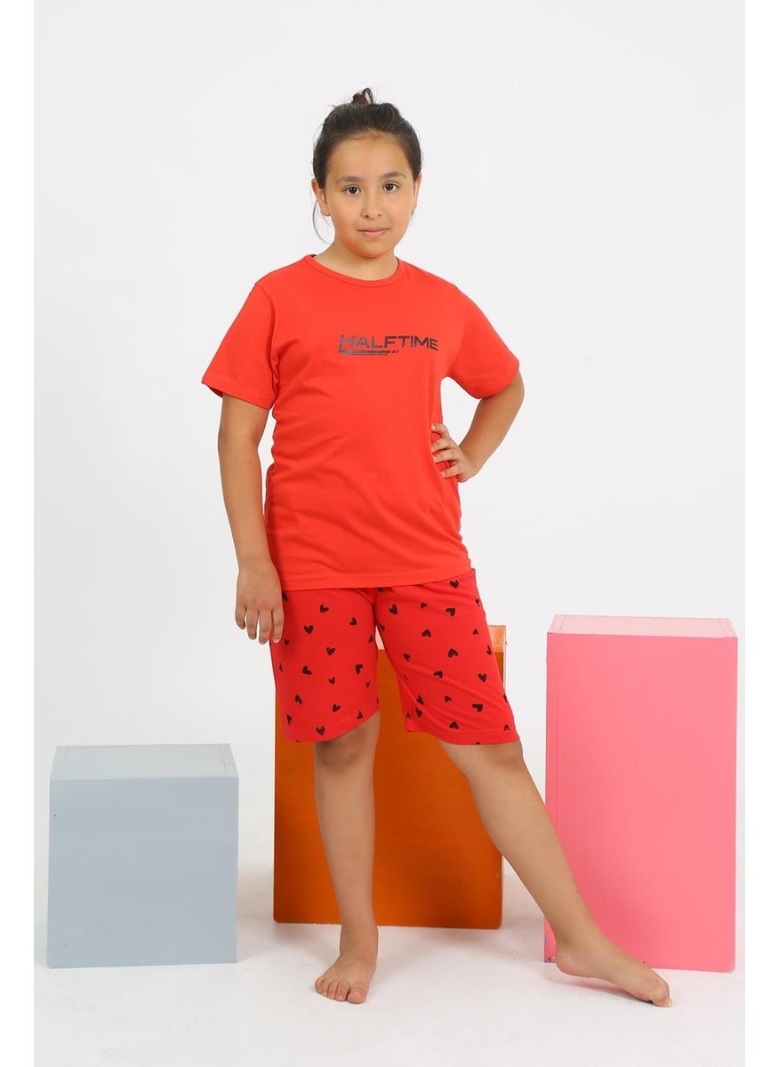 Girl's Short Sleeve Combed Cotton Pajama Set with Shorts 20431