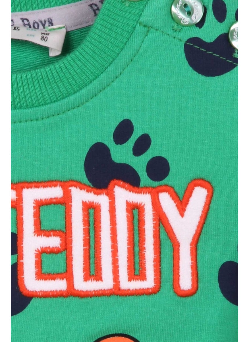 Boys Tracksuit Set Bear Printed Green (1-4 Age)