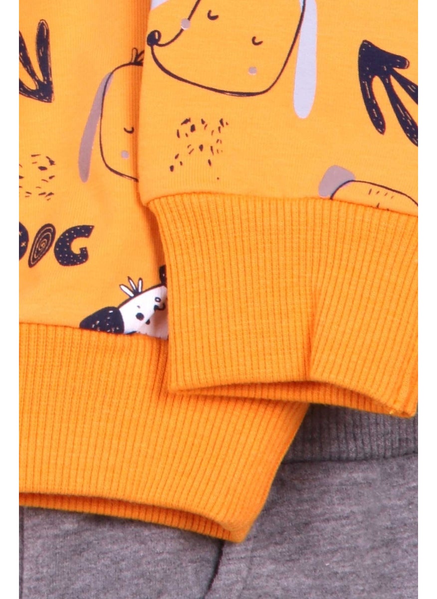 Boys Tracksuit Suit Print Patterned Mustard Yellow (1-4 Years)