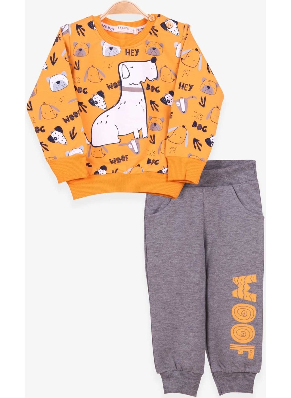 Boys Tracksuit Suit Print Patterned Mustard Yellow (1-4 Years)