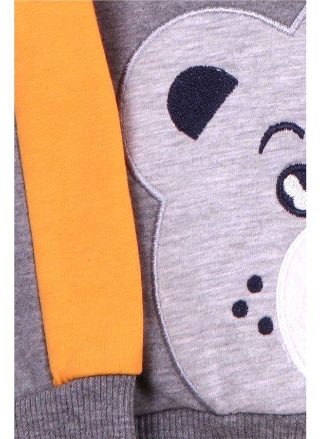 Breeze Boys Tracksuit Set Teddy Bear Printed Gray Melange (1-4 Ages)
