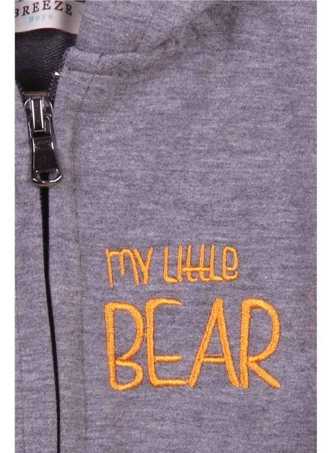 Breeze Boys Tracksuit Set Teddy Bear Printed Gray Melange (1-4 Ages)