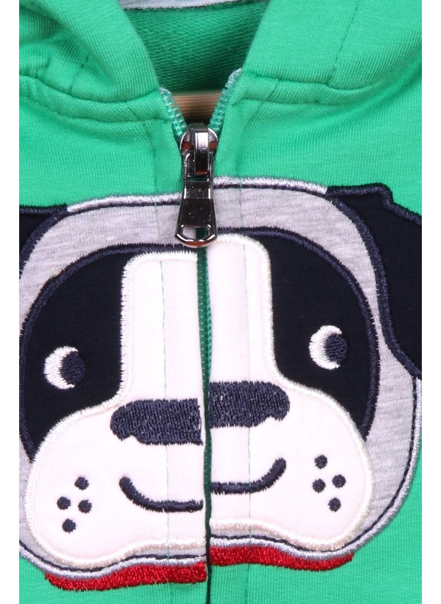 Boys Tracksuit Set Dog Embroidered Green (1-4 Age)