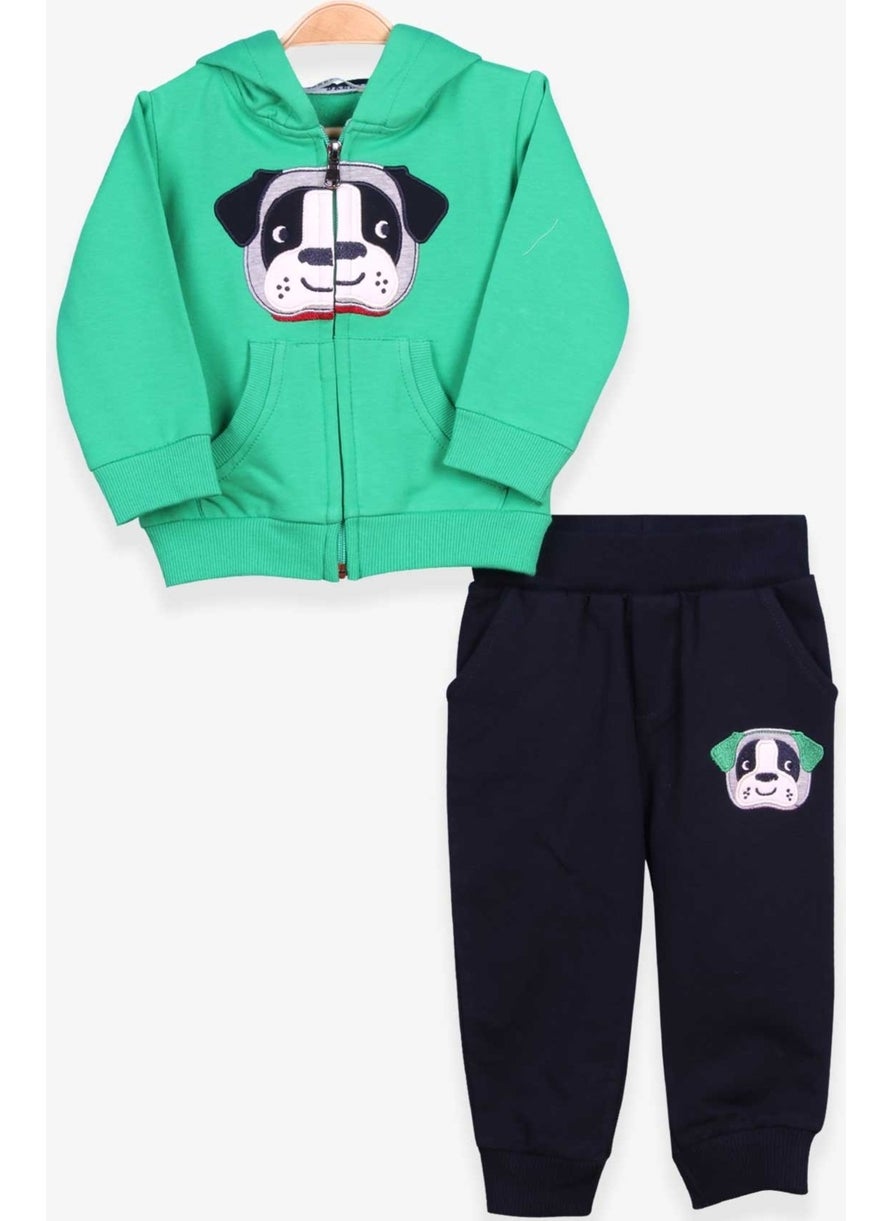 Boys Tracksuit Set Dog Embroidered Green (1-4 Age)