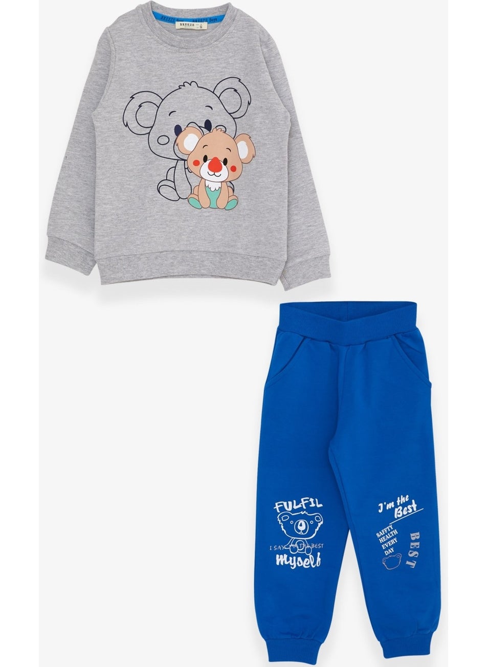 Boys Tracksuit Set Koala Printed Light Gray Melange (1-4 Ages)