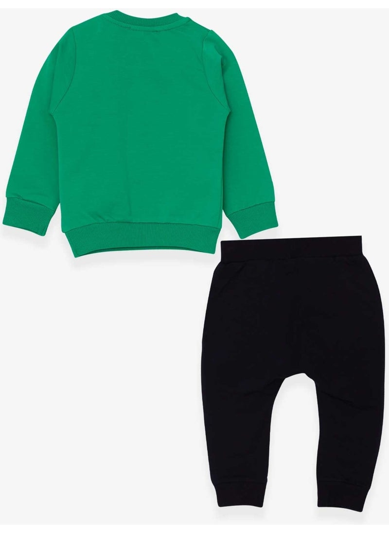 Baby Boy Tracksuit Set Sling Printed Green (9 Months-3 Years)