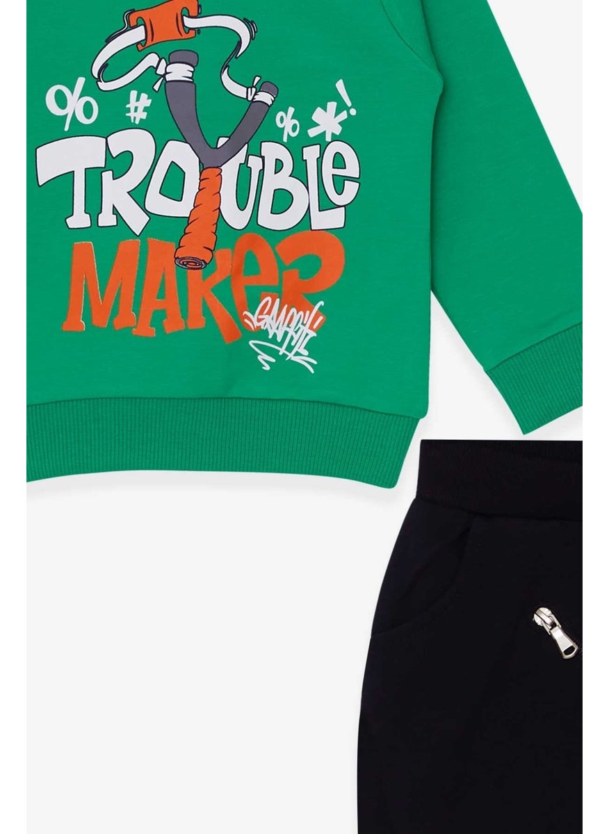 Baby Boy Tracksuit Set Sling Printed Green (9 Months-3 Years)
