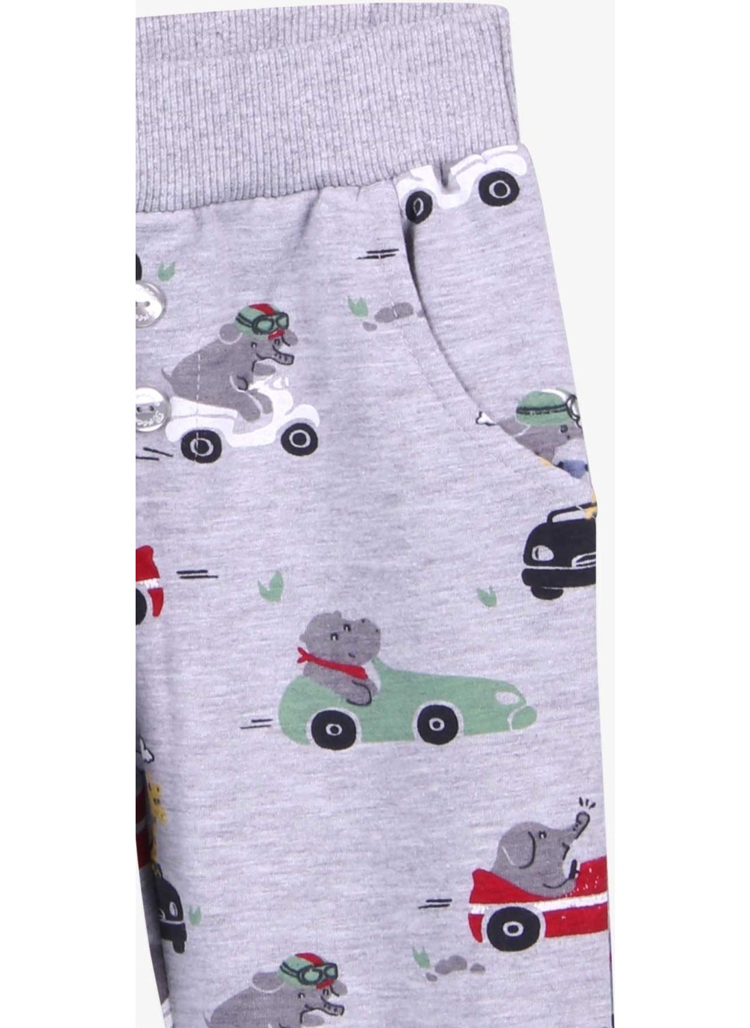 Baby Boy Tracksuit Set Printed Patterned Gray Melange (6 Months-2 Years)