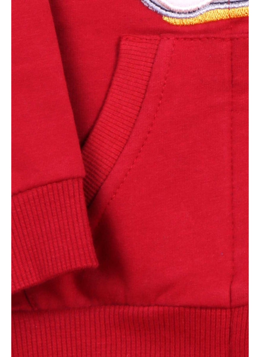Boys Tracksuit Set with Dog Embroidery Claret Red (1-4 Ages)