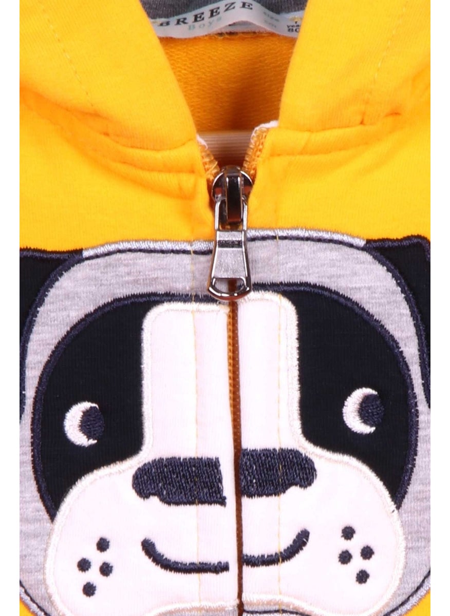 Boy's Tracksuit with Dog Embroidery, 1-4 Years, Yellow