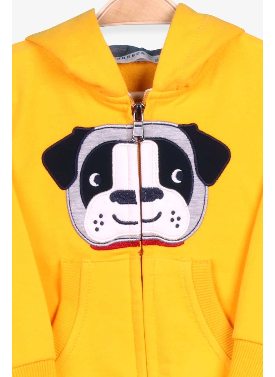 Boy's Tracksuit with Dog Embroidery, 1-4 Years, Yellow