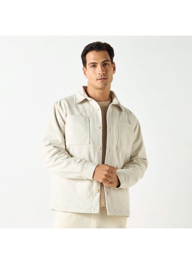 Iconic Solid Jacket with Long Sleeves and Pockets