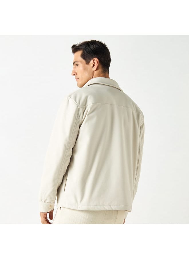 Iconic Solid Jacket with Long Sleeves and Pockets