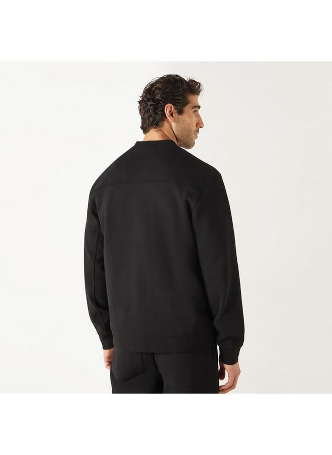 Iconic Solid Jacket with Mandarin Collar and Zip Closure