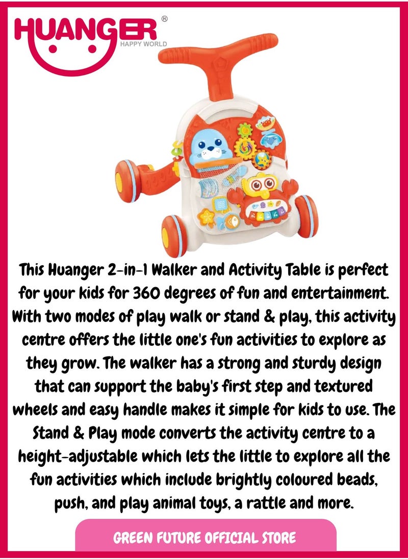 Baby FIRST STEP Learning Walker & Activity Table 2 in 1 for Toddlers   INTERACTIVE Educational Toy with Lights, Sounds, and Fun Features