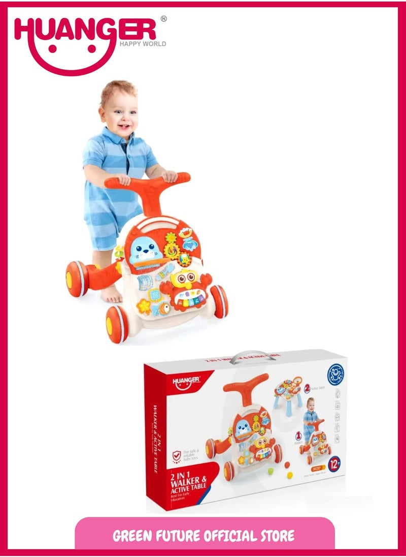 Baby FIRST STEP Learning Walker & Activity Table 2 in 1 for Toddlers   INTERACTIVE Educational Toy with Lights, Sounds, and Fun Features