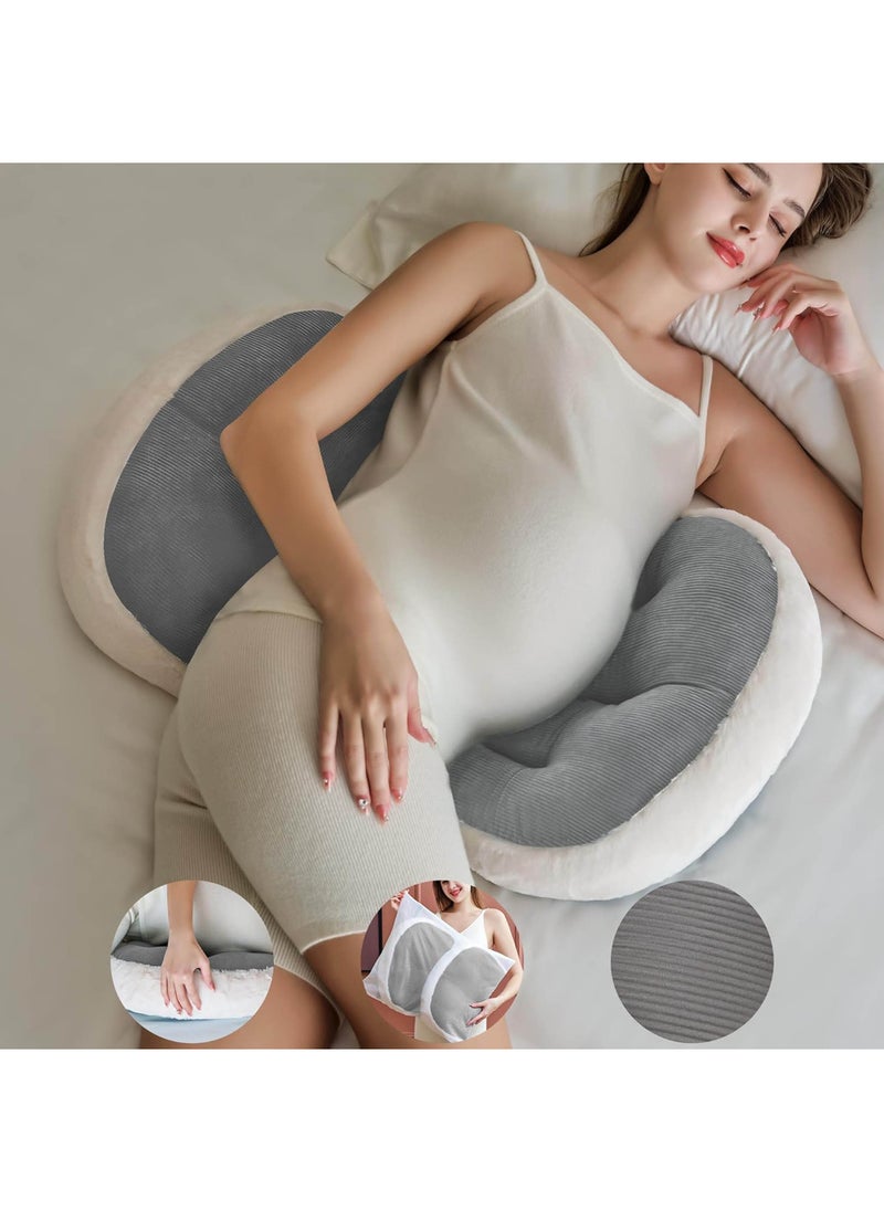 Pregnancy Pillow for Sleeping,Comfortable Faux Fur Luxury Maternity Pillow Support for Pregnant Women, Pregnancy Pillows with Laundry Bag, Maternity Pillows for Hip Pain